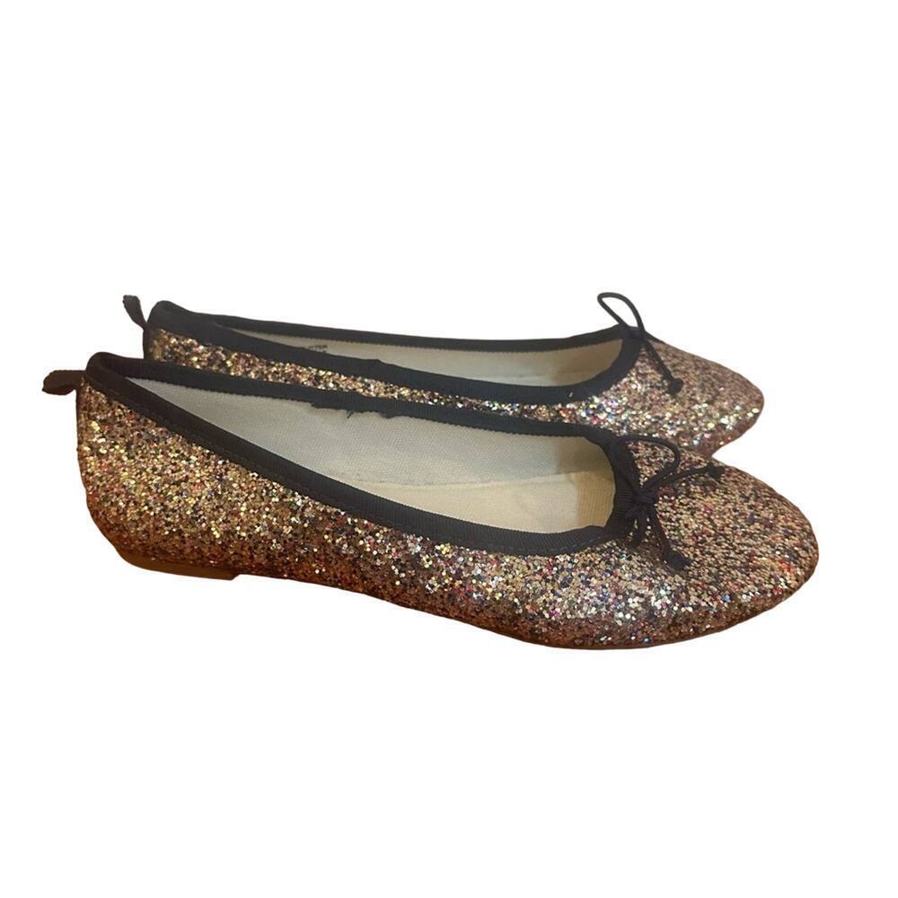Girls Crewcuts Glitter Flats sz 2 Sparkly Flat Shoes Glitter Ballet Flats